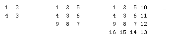 carrés de 2, 3 et 4